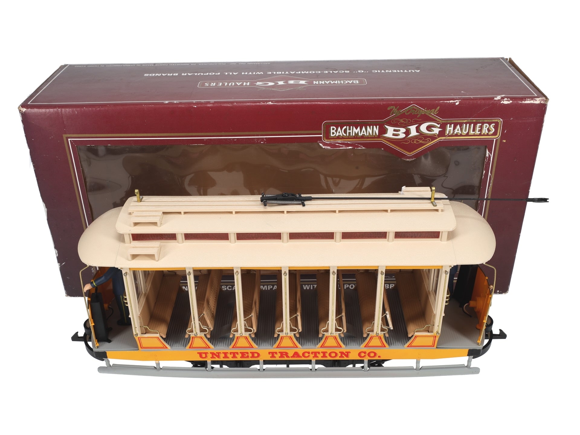 Bachmann 93938 G Scale United Traction Co Motorized Open Street Car EX –  Trainz