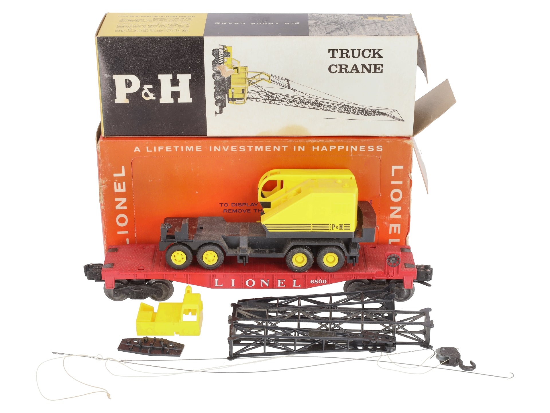 Lionel 6800 Vintage O Flatcar with P&H Harnischfeger Truck Crane VG/Box