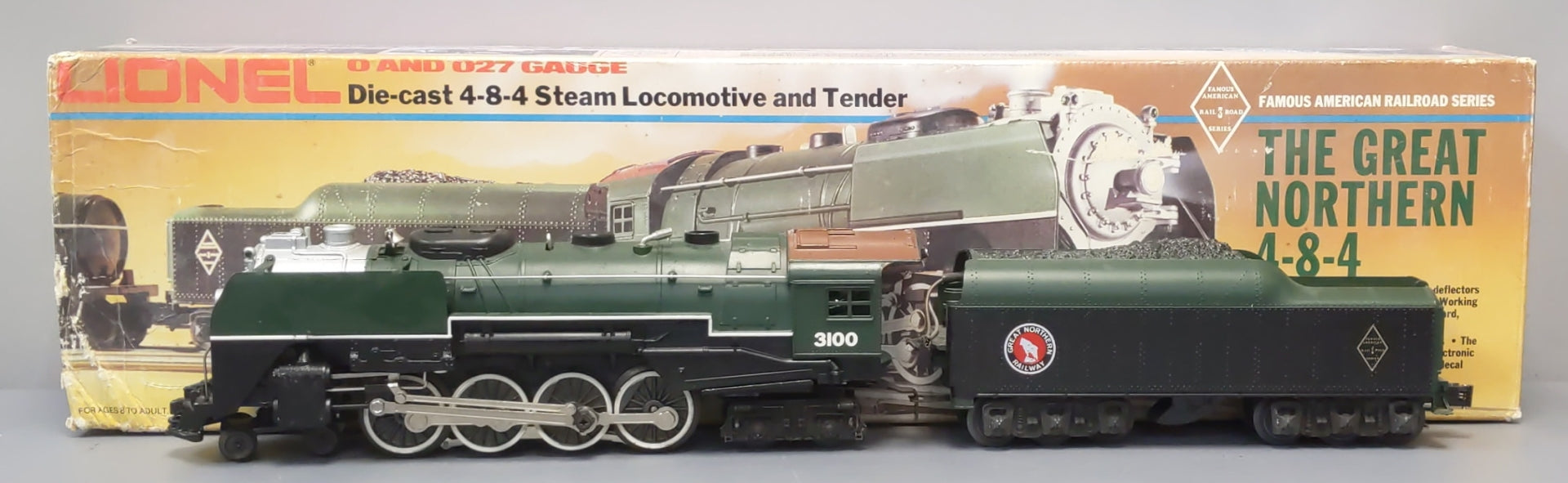 Lionel 6-3100 O Gauge Great Northern 4-8-4 Steam Locomotive & Tender EX/Box