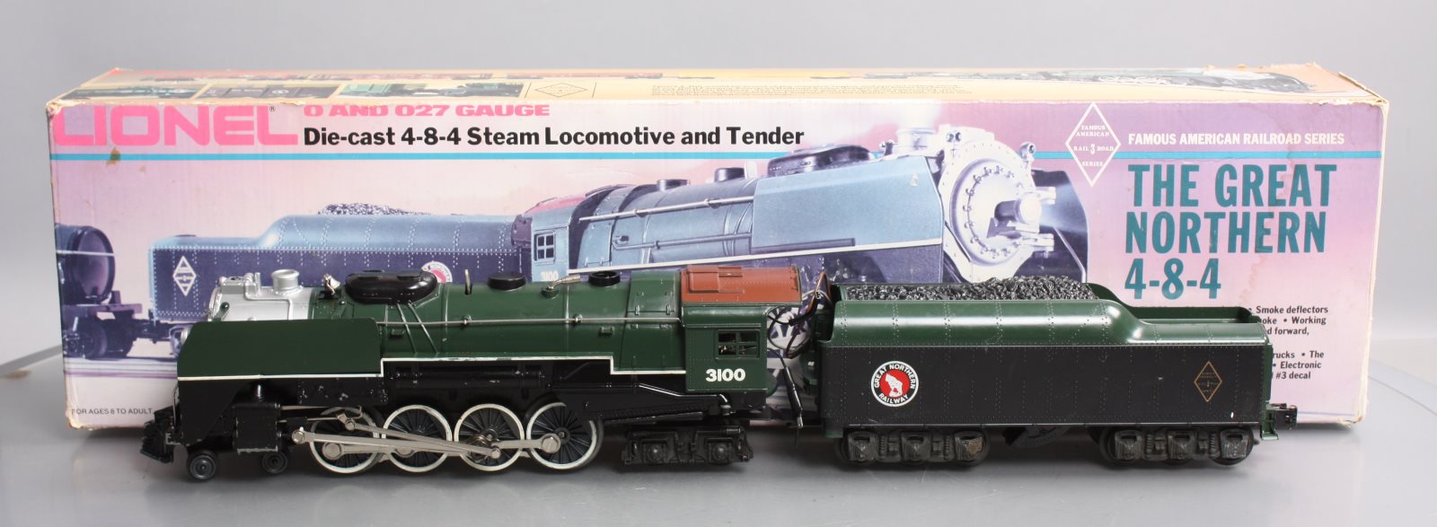 Lionel 6-3100 O Gauge Great Northern 4-8-4 Steam Locomotive & Tender VG/Box
