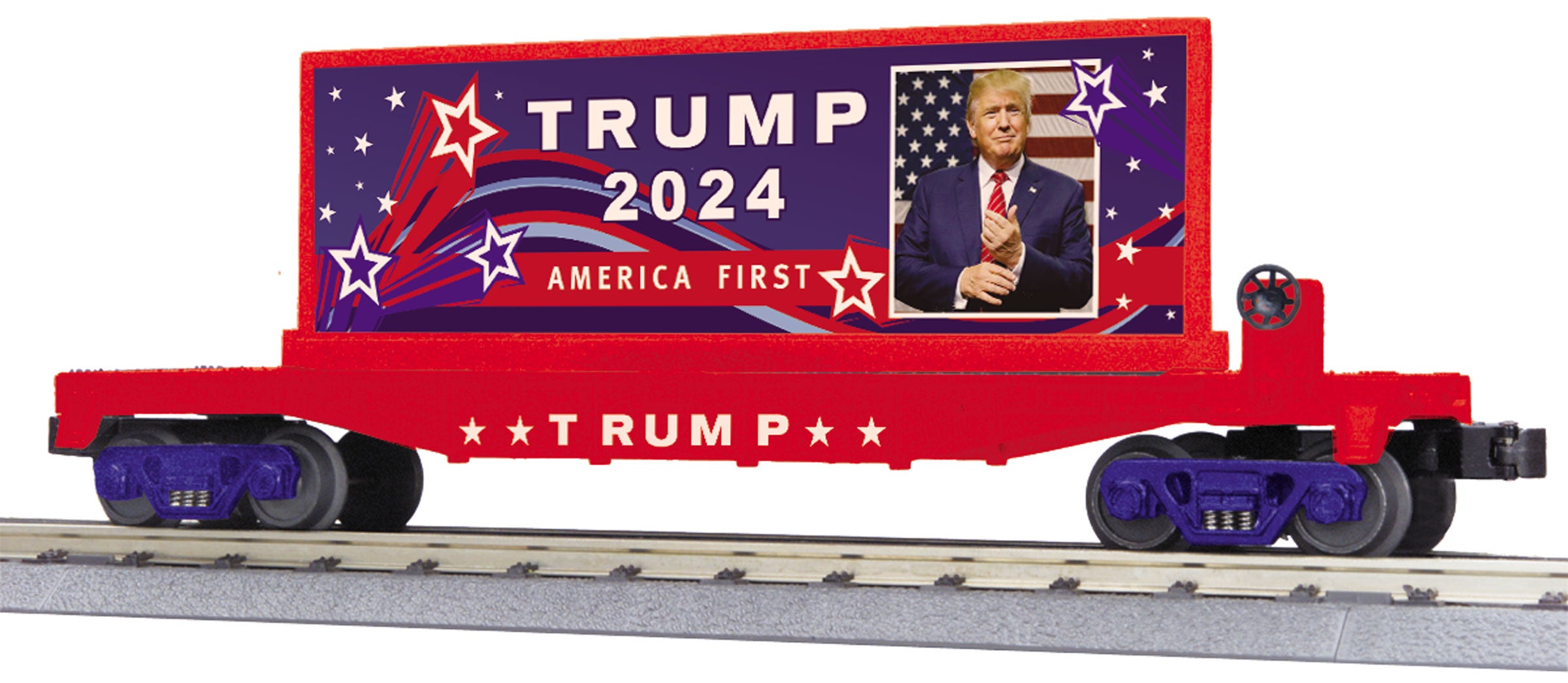 MTH 3076851 O Flatcar with 2024 Donald J. Trump Billboard Trainz