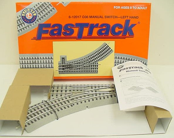 Case of Lionel Fast Track Switch sale Left Handed Track Qty. 3