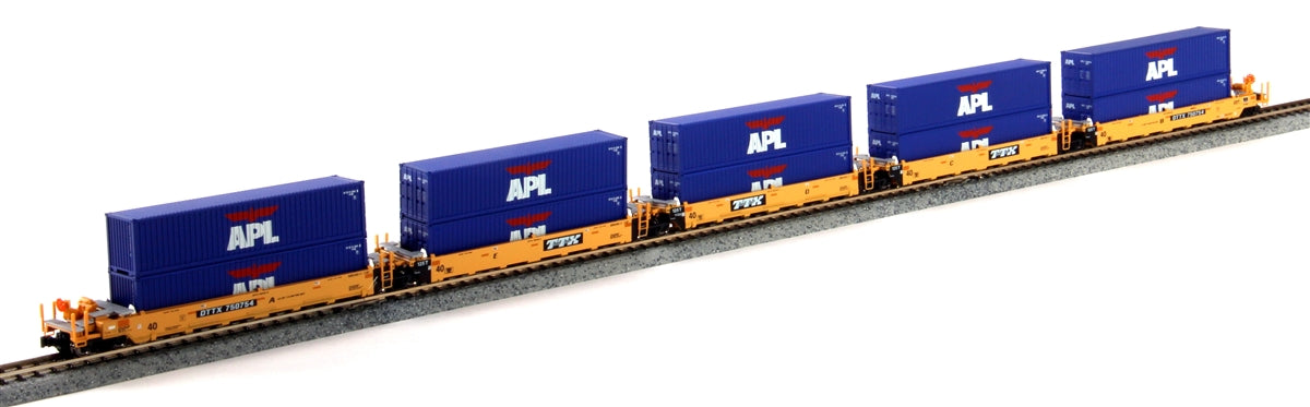 Kato 106-6141 N TTX 5-Unit Stack Car #75067 w/40' APL Containers – Trainz