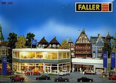 Faller 344 HO Scale Mercedes-Benz Dealership Plastic Building Kit – Trainz