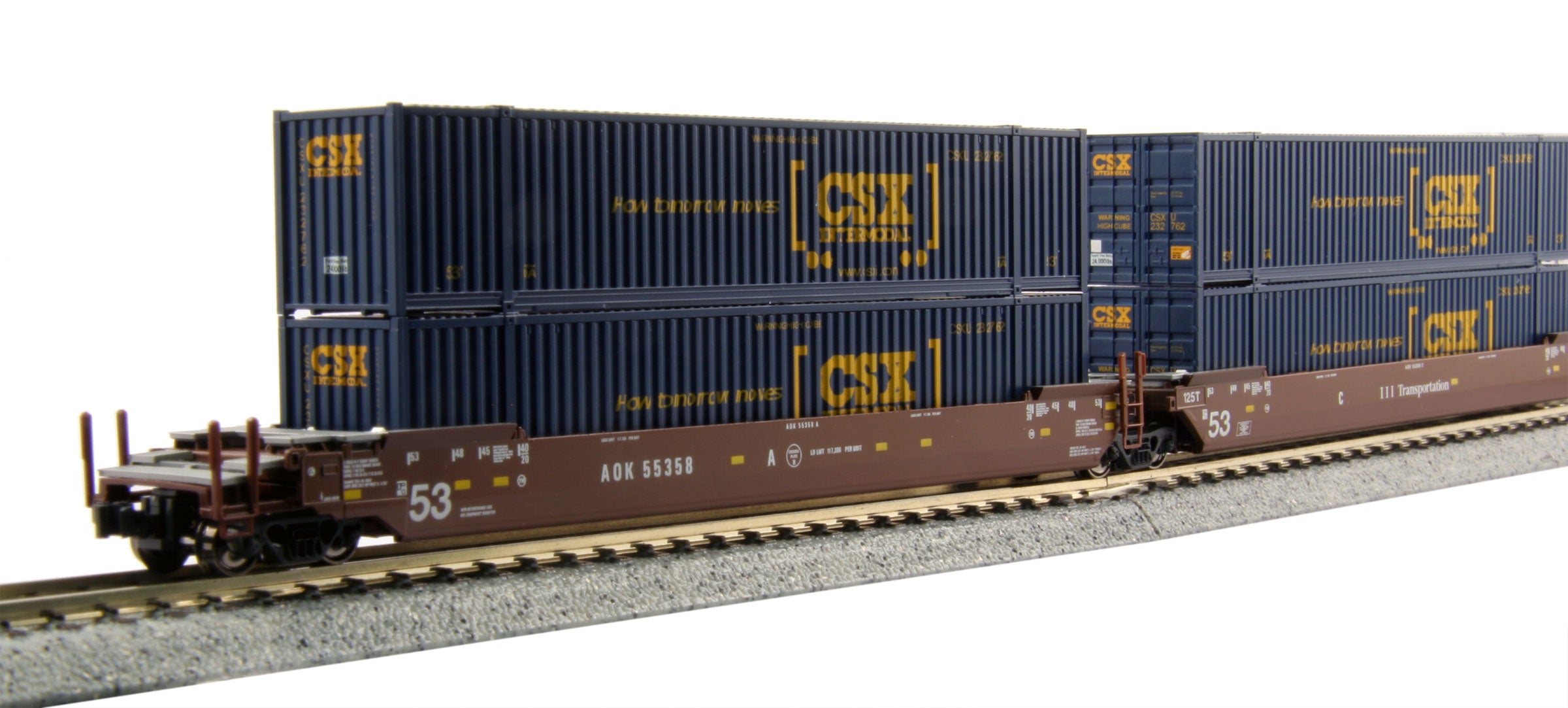 Kato 106-6170 N AOK MAXI-IV 53' Stack Cars #55358 w/CSX