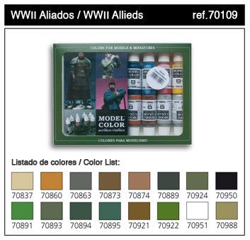  WWII Allied Forces Model Color Paint Set by Vallejo  Acrylics