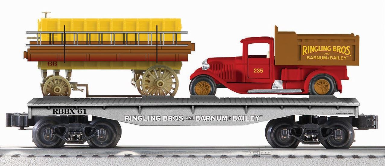 Lionel 6 22235 O Ringling Bros. Flatcar with Pole Wagon SuperStreets Trainz