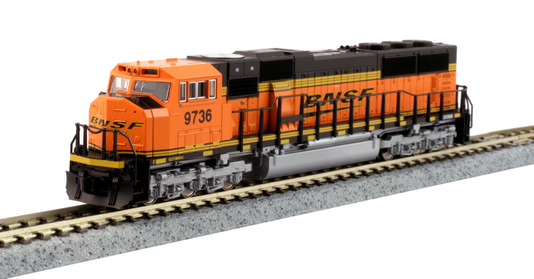 Kato 176-6320 N Burlington Northern Santa Fe Swoosh EMD SD70MAC #9736 –  Trainz