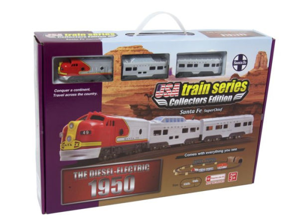 Santa Fe Trains Steam v Diesel Train Engine Chess Set Cherry Color Storage  Board