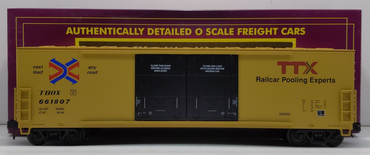 MTH 20-93739 O TTX 50' Double Door Plugged Boxcar #661807