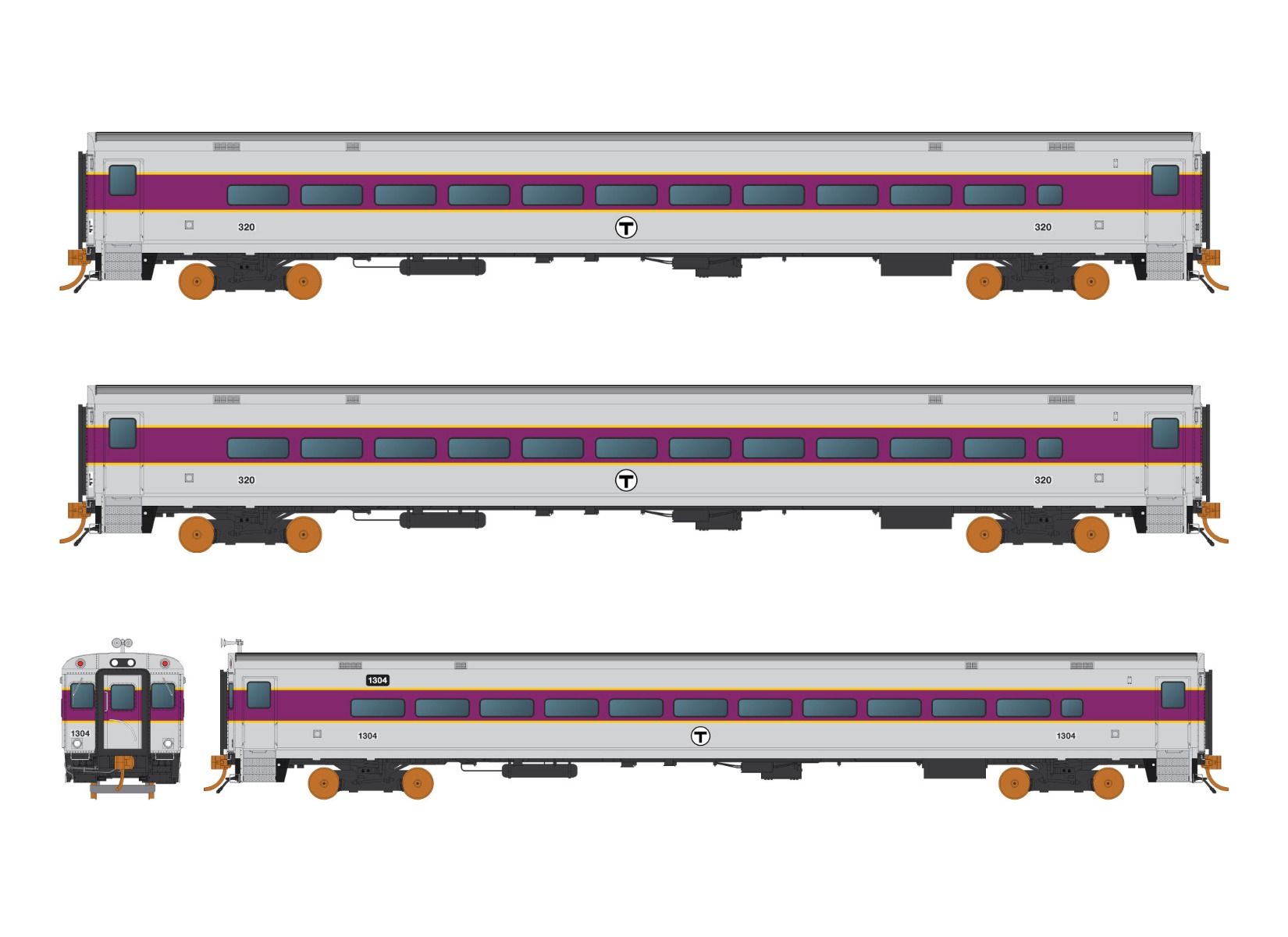 Rapido Trains 128507 HO MBTA CometCar Set 1