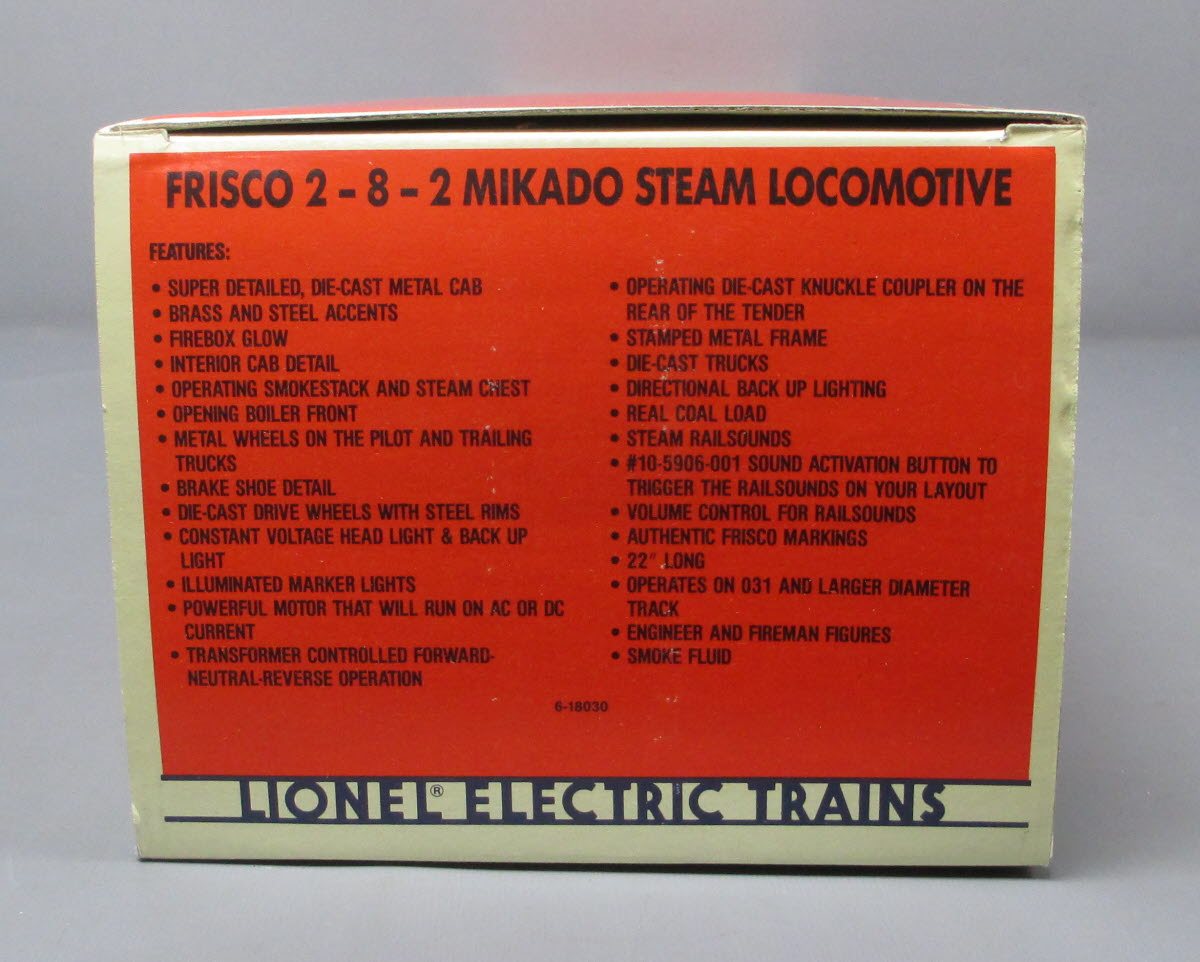 Lionel 6-18030 O Gauge Frisco 2-8-2 Mikado Steam Locomotive & Tender #4100 NIB