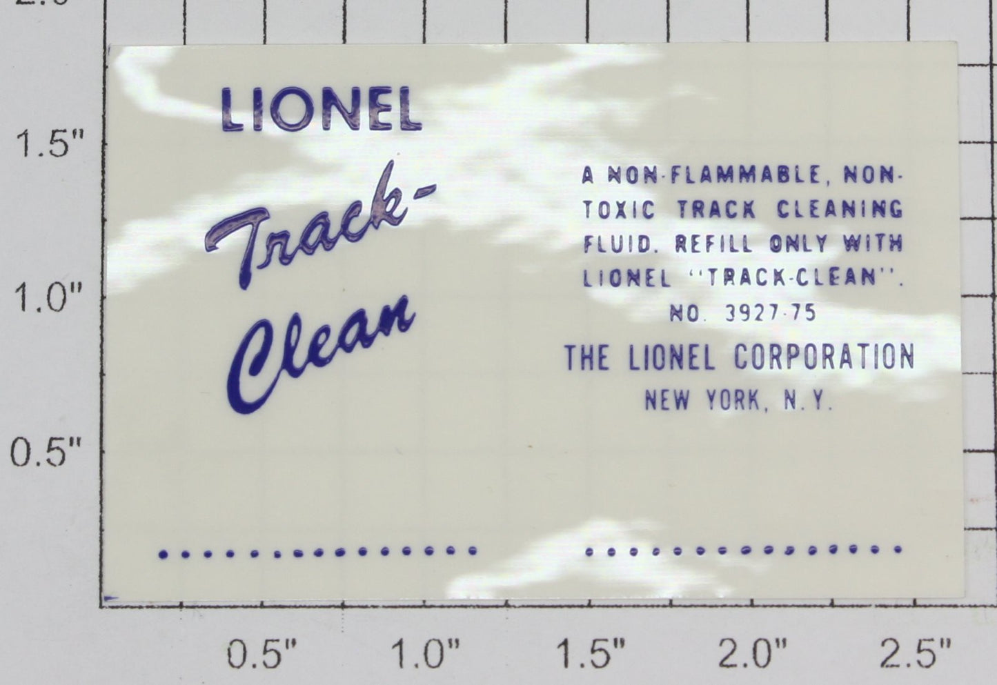 Lionel 3927-75 "Lionel Track-Clean" Adhesive Sticker Decal