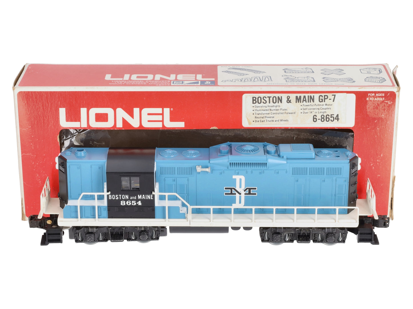 Lionel 6-8654 O Gauge Boston & Maine GP-9 Powered Diesel Locomotive #8654