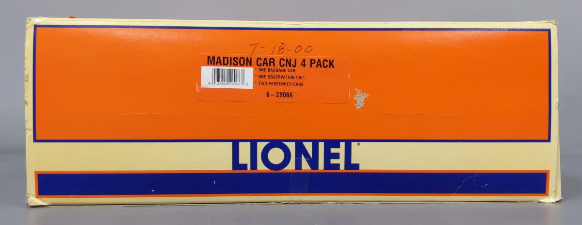 Lionel 6-29066 O Scale CNJ Madison Passenger Cars (Set of 4) MT/Box