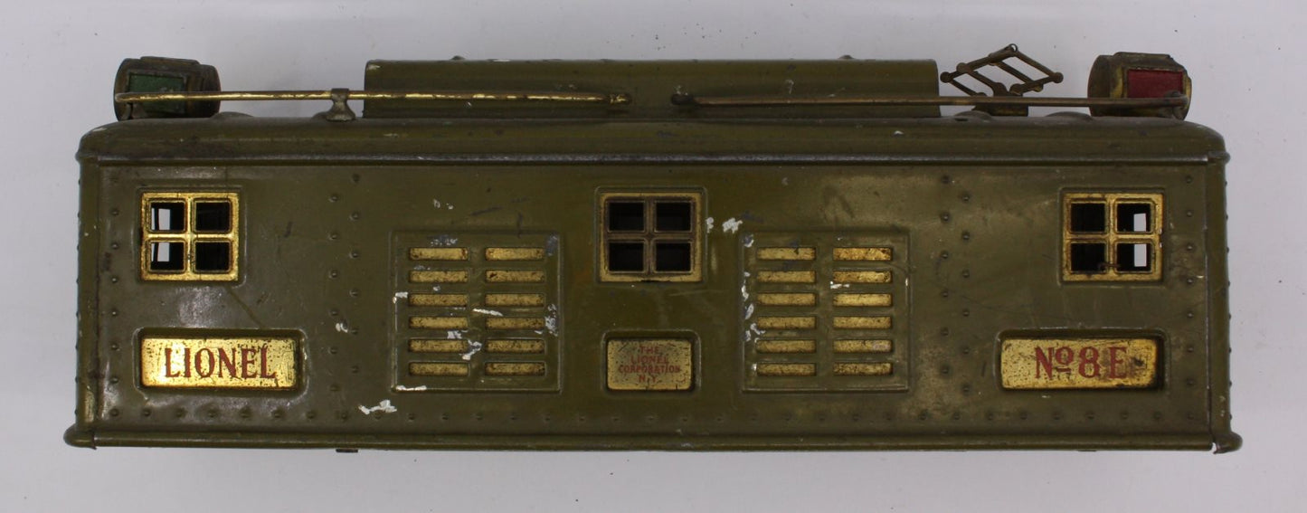 Lionel 8E-2 Olive #8 Electric Locomotive Body Shell with Brass Trim