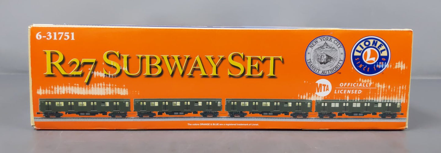 Lionel 6-31751 O Gauge MTA R-27 Subway Set EX/Box