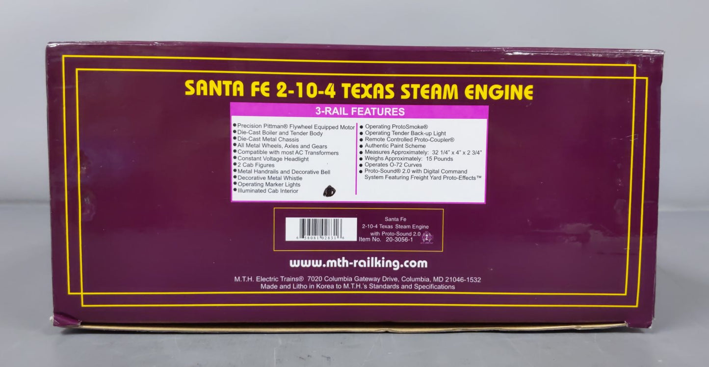 MTH 20-3056-1 Santa Fe 2-10-4 Texas Steam Engine And Tender #5012 with PS2 EX/Box