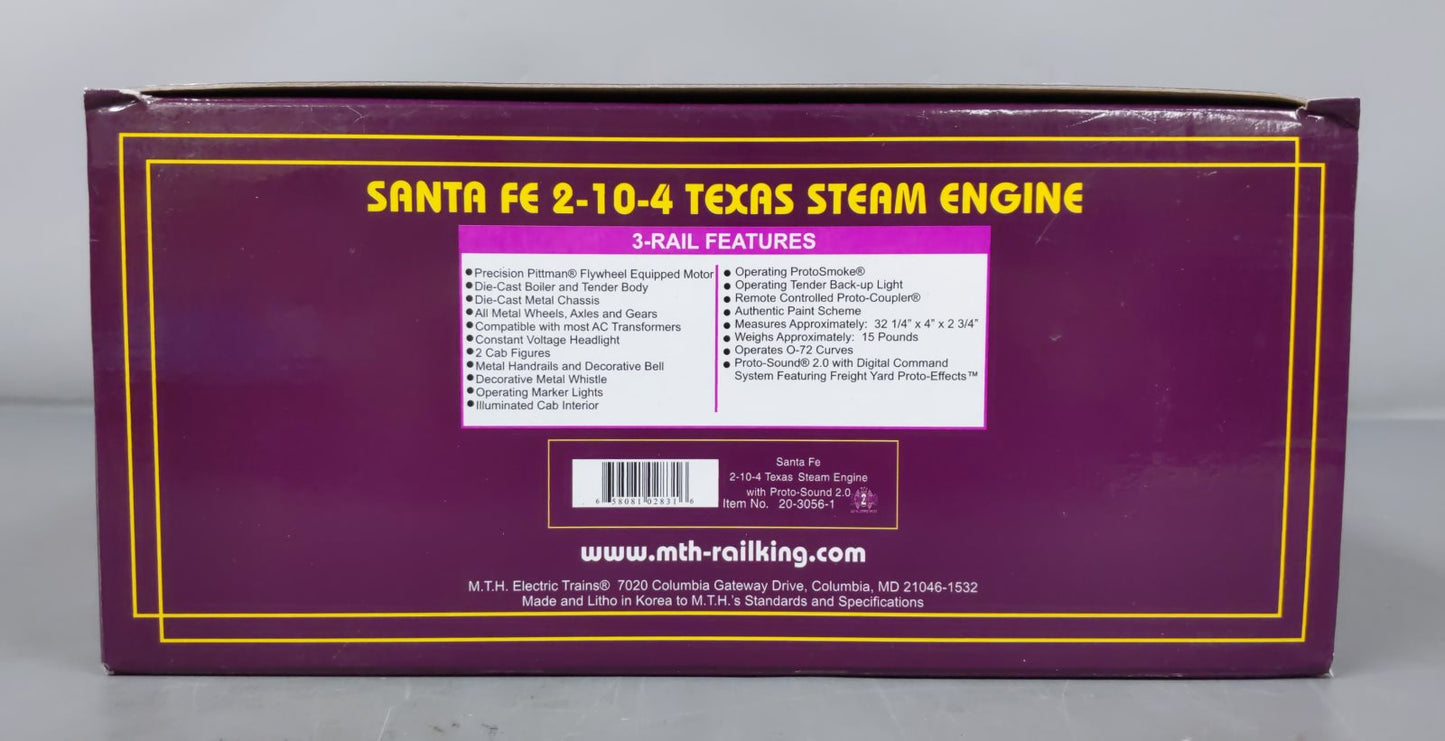 MTH 20-3056-1 Santa Fe 2-10-4 Texas Steam Engine And Tender #5012 with PS2 EX/Box