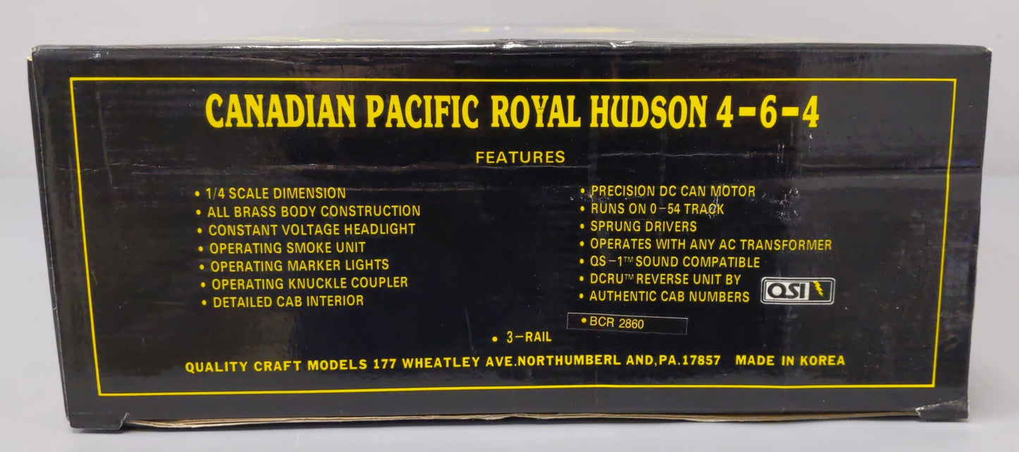 Weaver 1074 BRASS CP Royal Hudson 4-6-4 Steam Locomotive & Tender #2860 (3-Rail) EX/Box