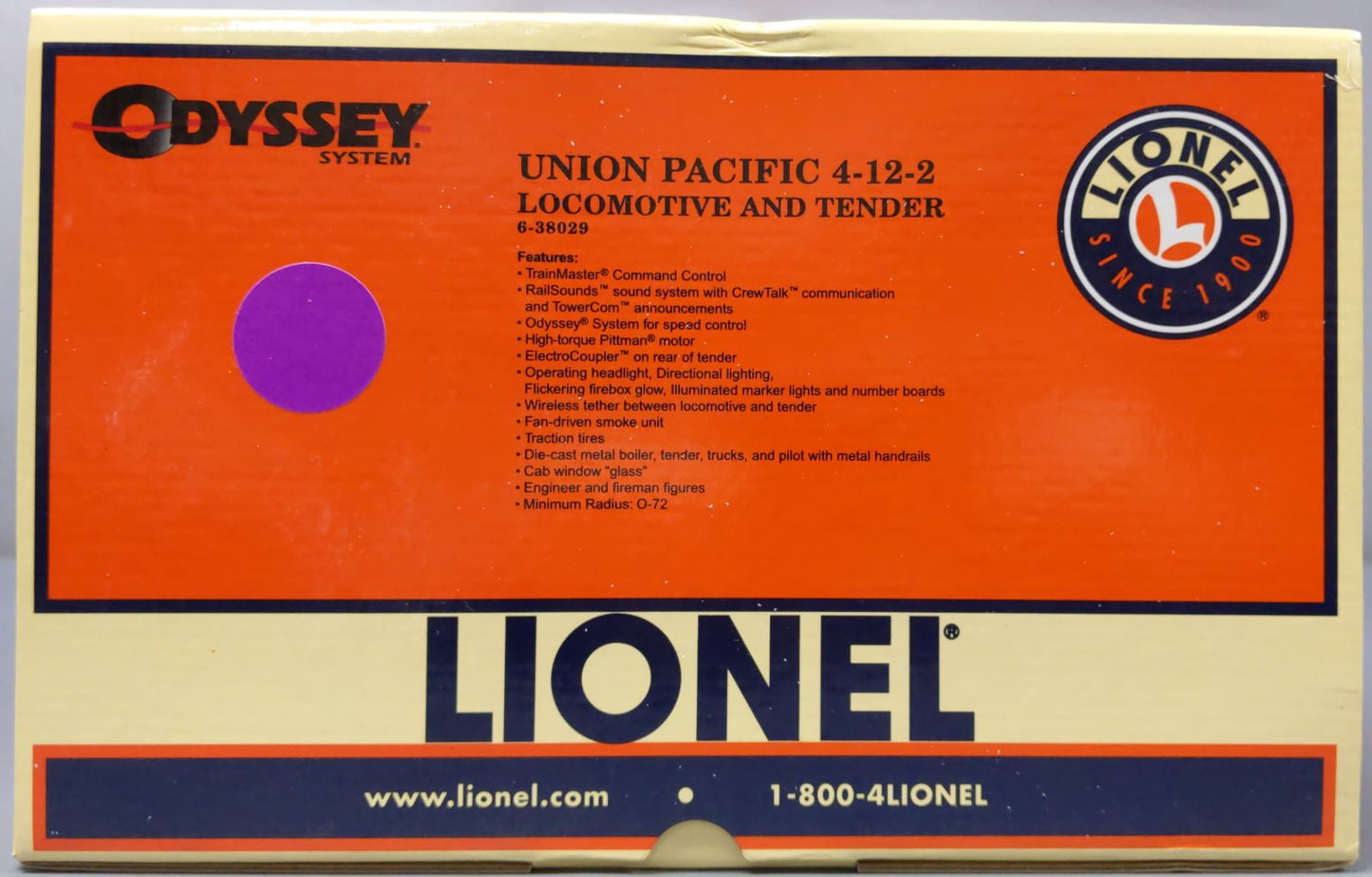 Lionel 6-38029 O Union Pacific 4-12-2 Steam Locomotive & Tender #9000 w/TMCC LN/Box