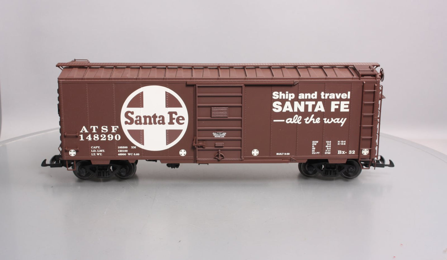 USA Trains R19200A G Santa Fe 40 Ft. PS-1 Simulated Steel Box Car