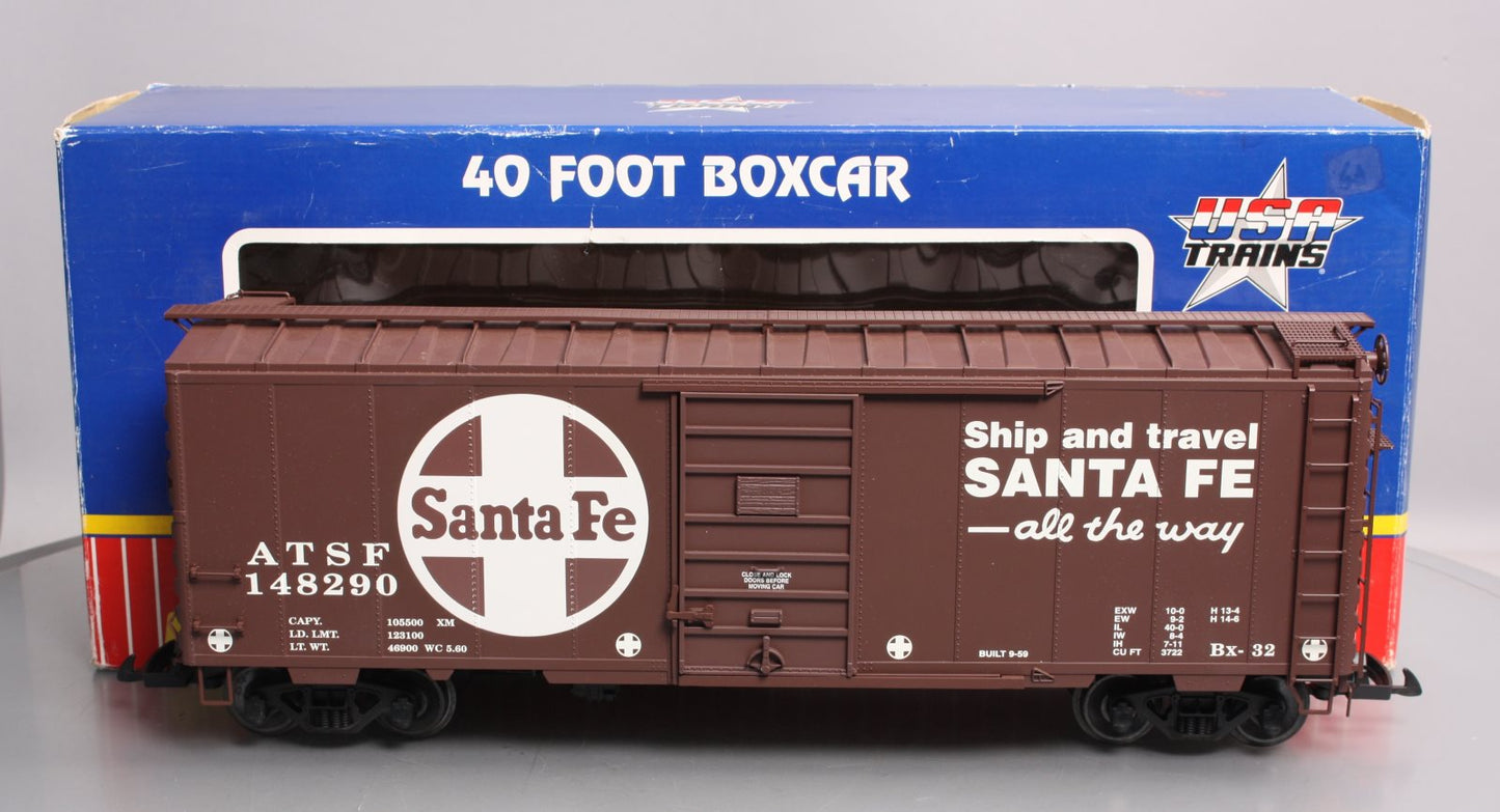 USA Trains R19200A G Santa Fe 40 Ft. PS-1 Simulated Steel Box Car