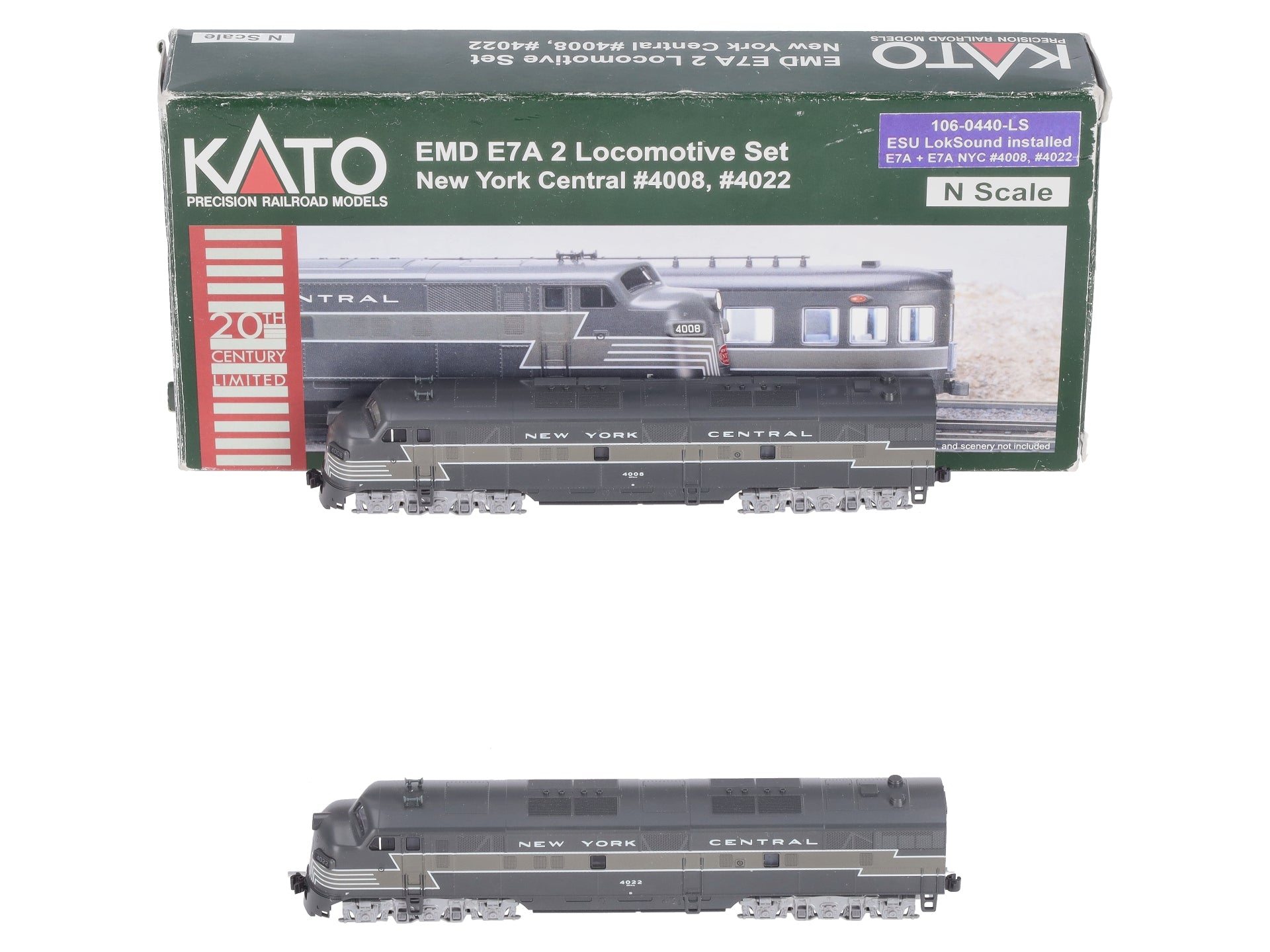 Kato 106-0440-LS N EMD E7A New York Central Diesel Locomotives #4008 ...