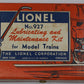 Lionel 927 O Gauge Lubricating and Maintenance Kit