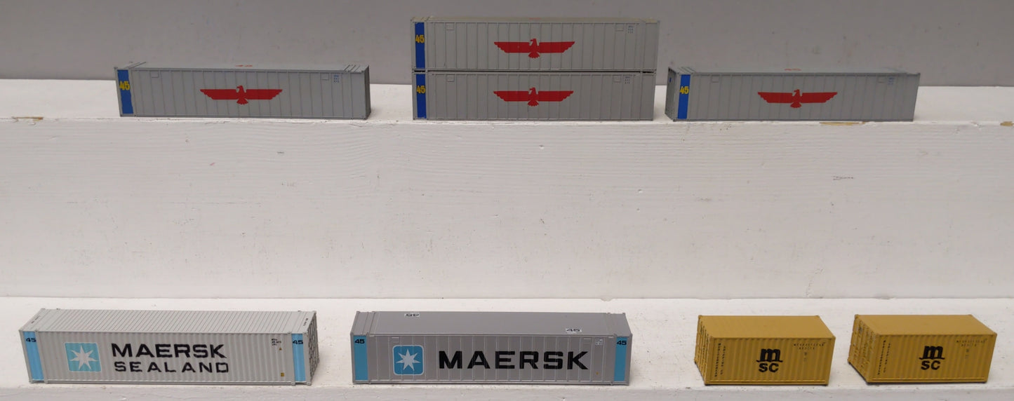 HO Assorted Intermodal Containers: APL, Maersk/Sealand, MSC [8] LN