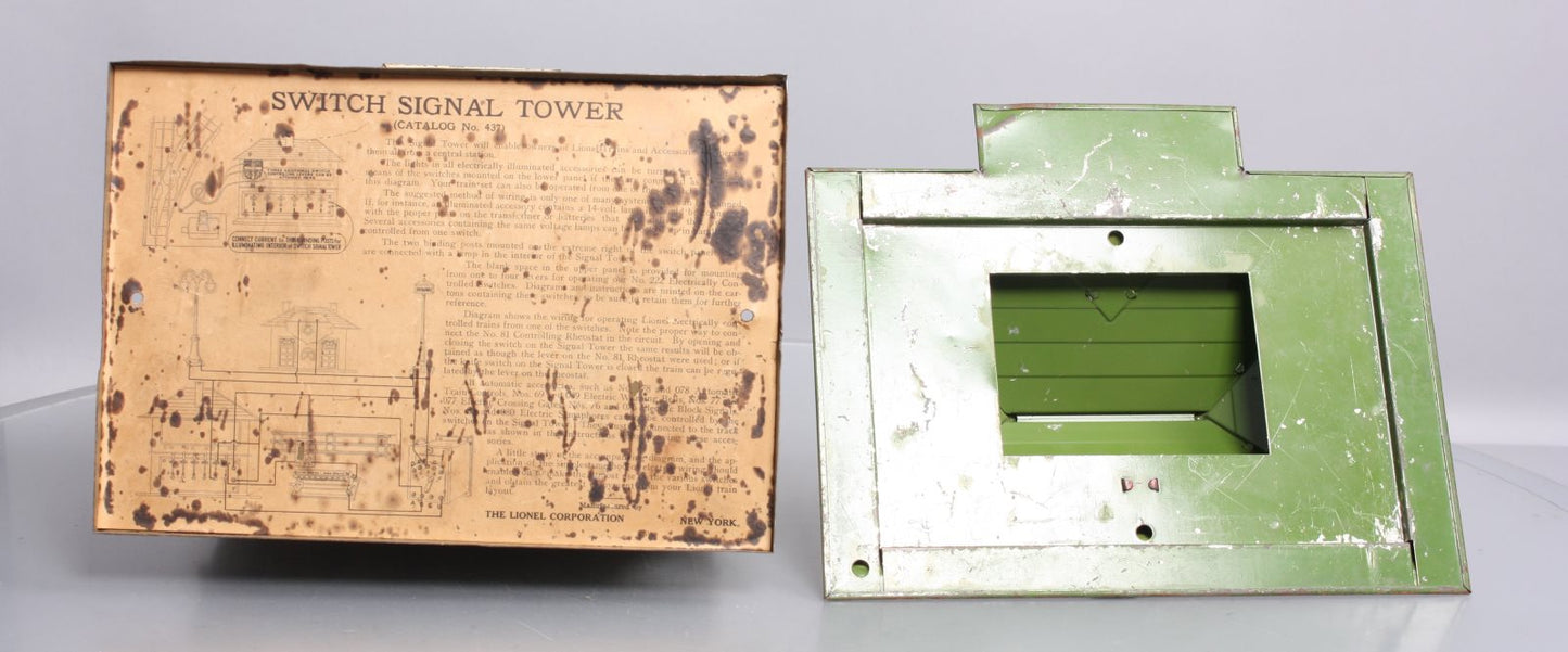 Lionel 437 Vintage O Prewar Tinplate Switch Tower w/ 6 Switches VG