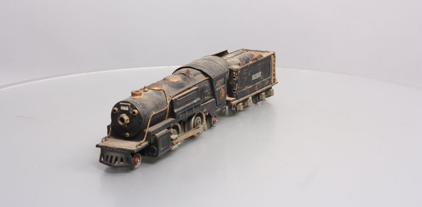 Lionel 259E Vintage O Prewar 2-4-2 Streamlined Steam Locomotive & Tender