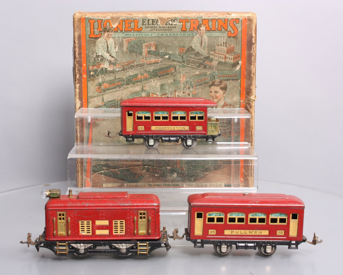 Lionel 292 Vintage O Prewar Electric Passenger Set: 248, 629, 630 VG/Box