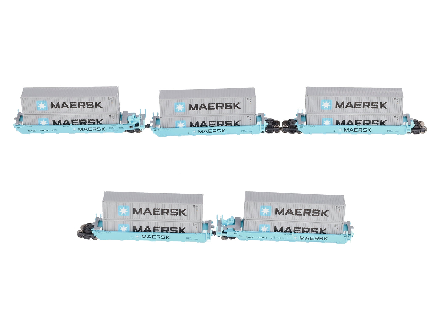 Kato 106-6191 N Maersk Gunderson Maxi-I 5-Unit Double-Stack Well Car #100010