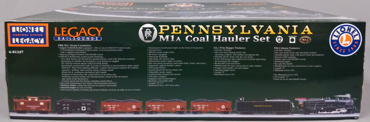 Lionel 6-81247 O Gauge Pennsylvania M1A Coal Hauler Steam Set (Loco #6755)