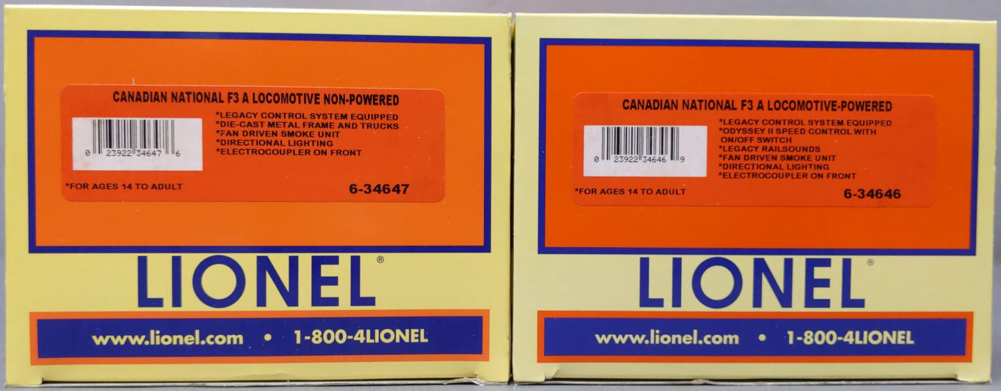 Lionel 6-34645 Canadian National Legacy F3 A-A Diesel Locomotive Set #9000/#9002