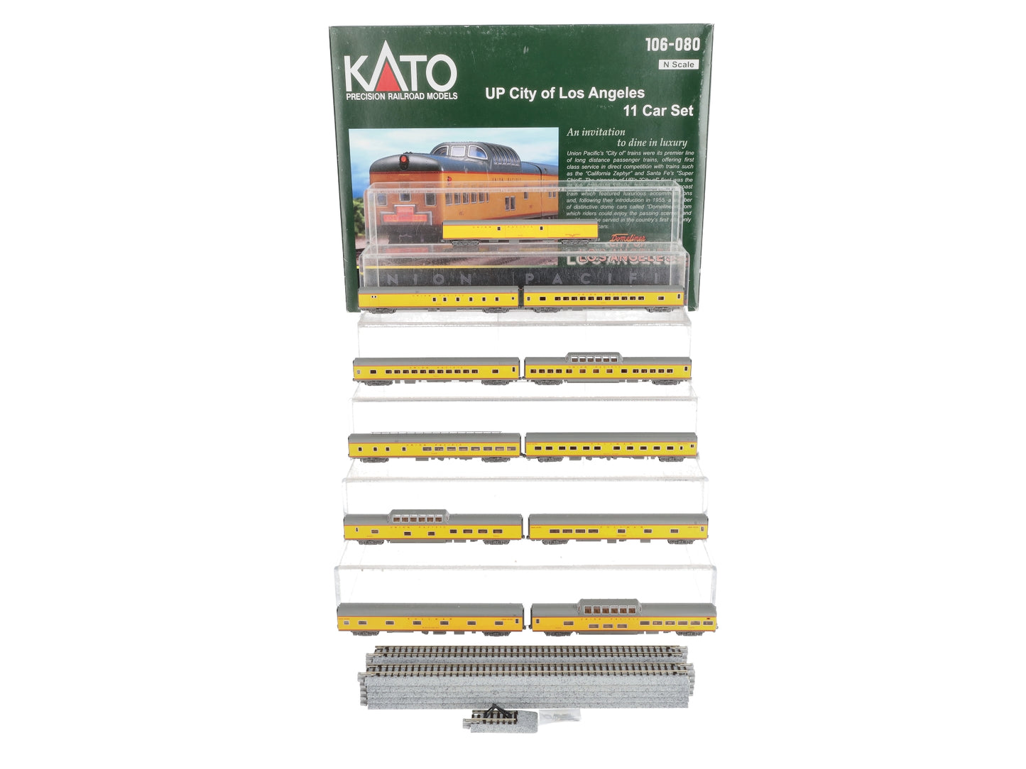 Kato 106-080 N Scale UP "City of Los Angeles" 11 Car Set with Unitrack Display