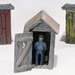 Woodland Scenics D214 HO Scenic Details 3 Outhouses & Man Metal Kit