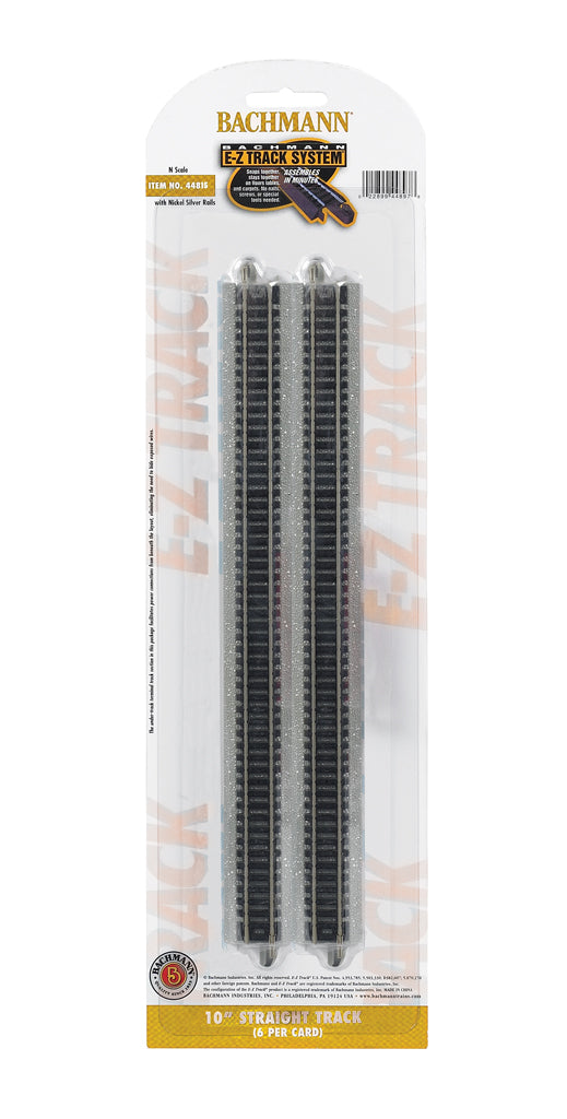 Bachmann 44815 N Nickel Silver 10" Straight E-Z Track Sections (Pack of 6)