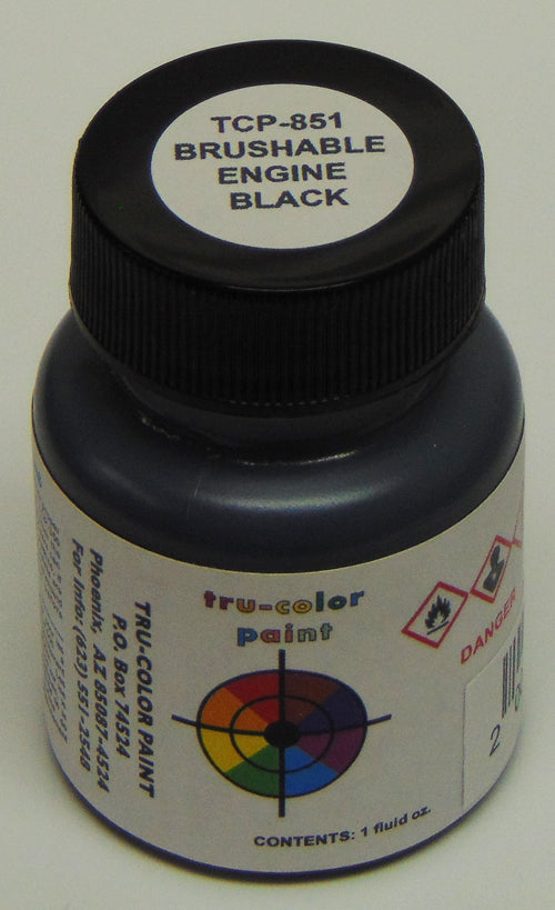 Tru-Color 851 Brushable Paint Flat Engine Black - 1 oz. Bottle