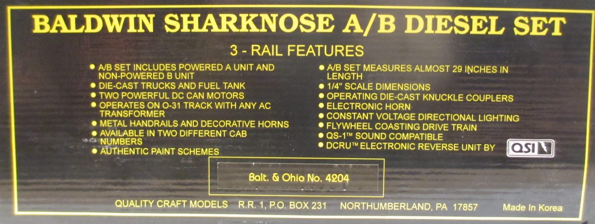 Weaver O B&O Baldwin Sharknose AB Diesel Locomotive Set # 4204 LN/Box