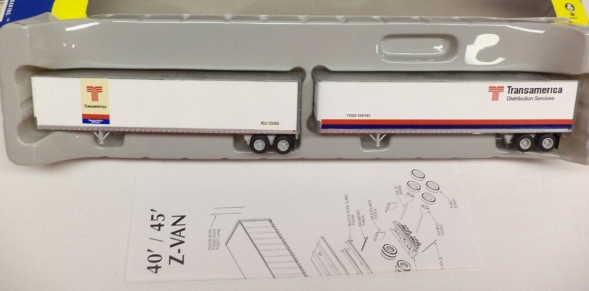 Athearn 73380 HO Transamerica 45'' Fruehauf Smooth Side Z-Van Trailer ...