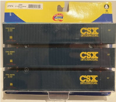 Athearn 27974 HO RTR CSX 53'' CIMC Intermodal Container (Pack of 3)