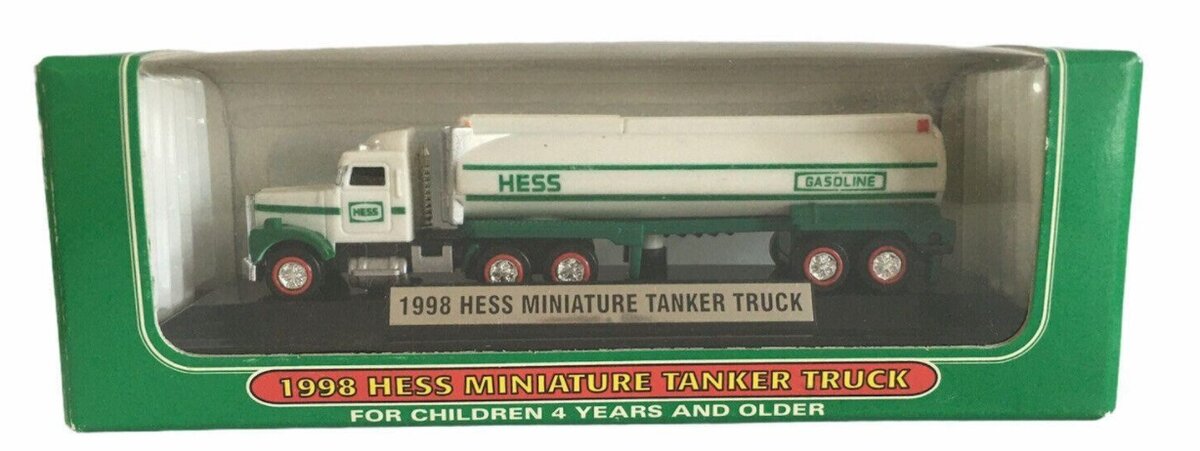 Hess 1998 1:64 Miniature Gasoline Tanker Truck W/Display Stand