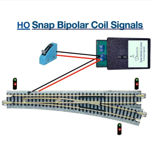 Dwarvin DVTSB2-1S HO Turnout Snap Bipolar 2 Wire 3 Silver Signals Kit w Power