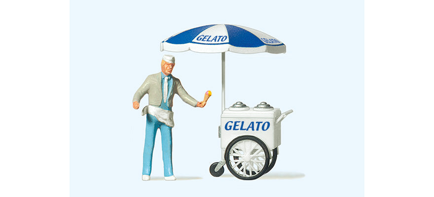 Preiser 29116 HO Ice Cream Vendor Figure with Cart