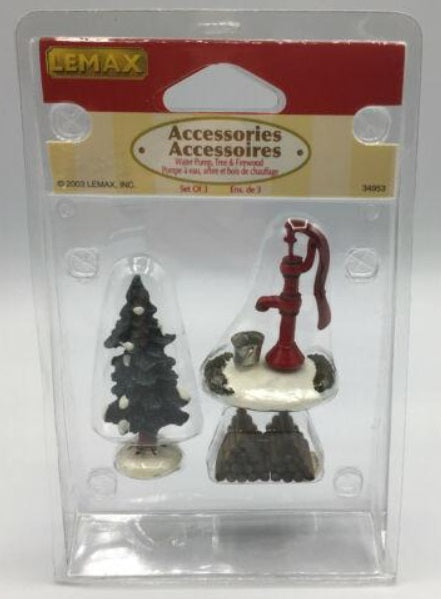 Lemax 34953 Accessories Water Pump, Tree & Firewood Set