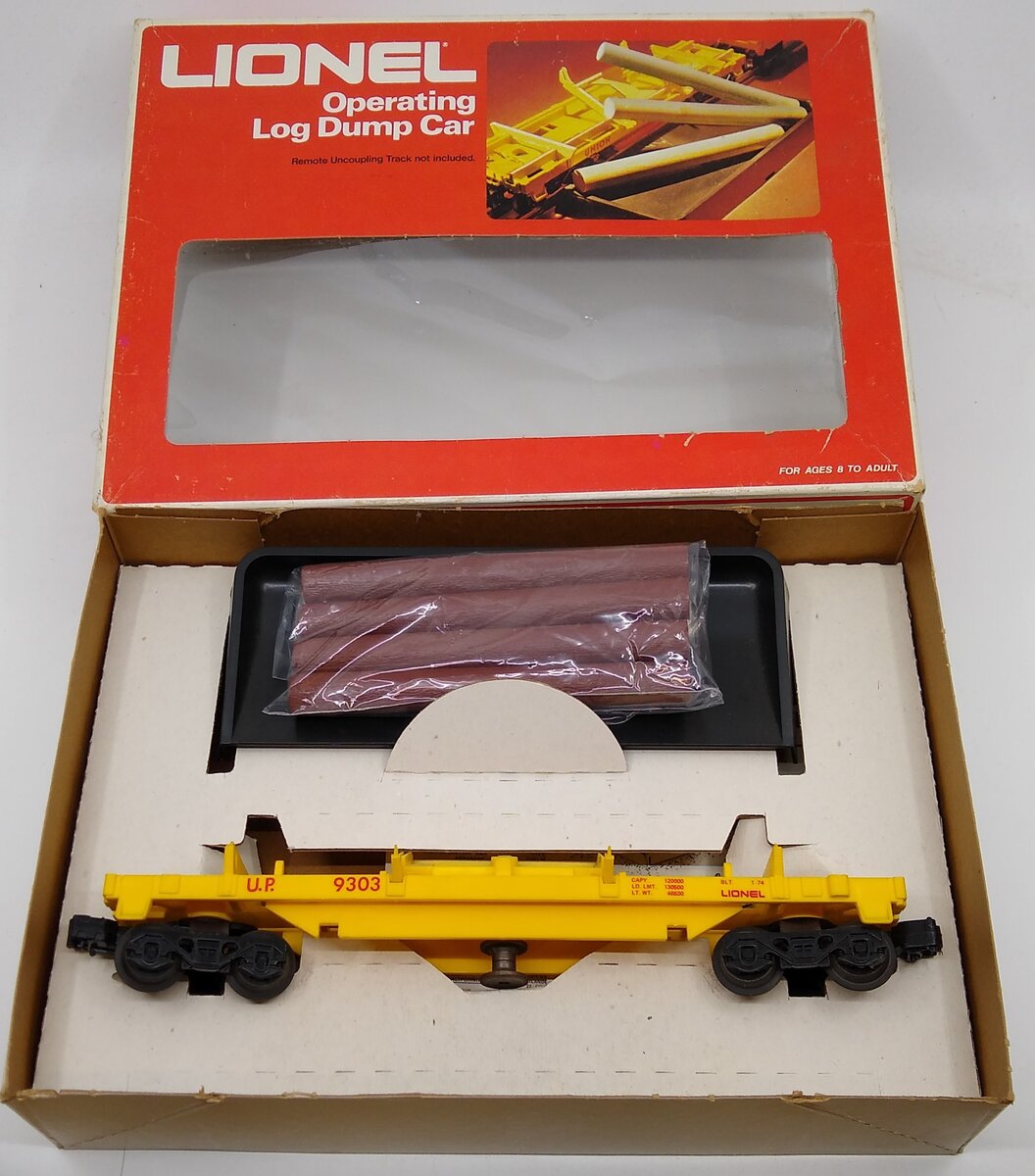 Lionel 6 9303 O Gauge Union Pacific Operating Log Dump Car Trainz