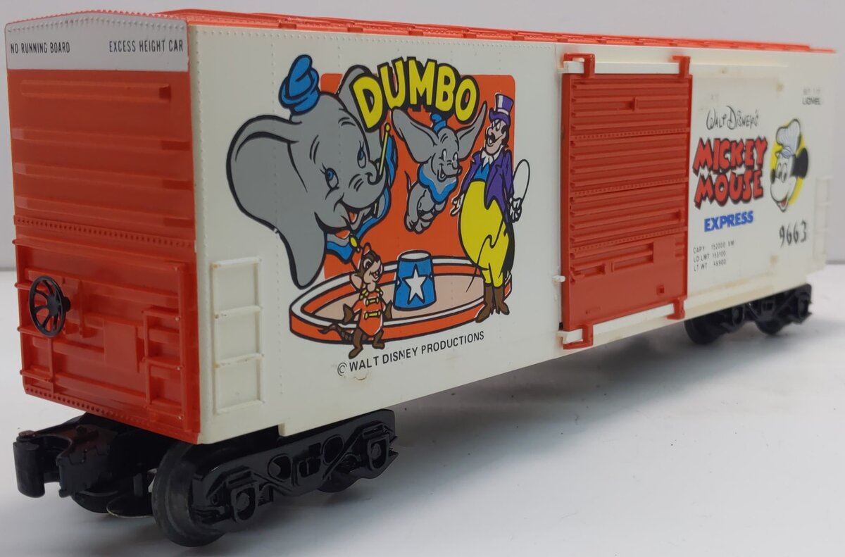 Lionel 6-9663 O Gauge Disney's Dumbo Hi Cube Boxcar EX/Box