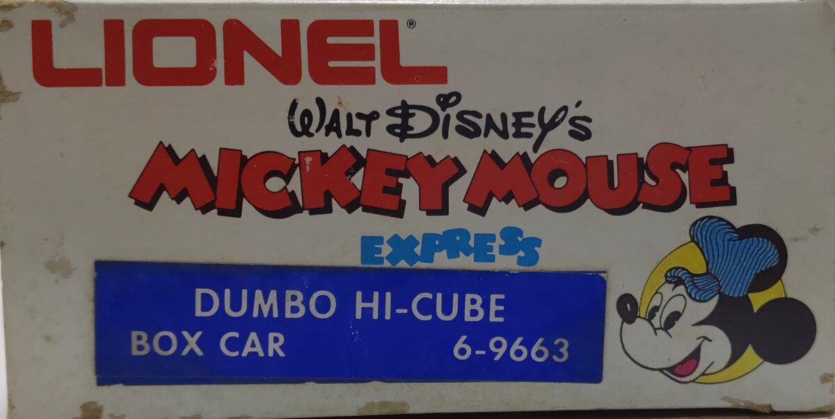 Lionel 6-9663 O Gauge Disney's Dumbo Hi Cube Boxcar EX/Box